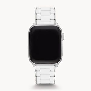 New MICHELE White and Stainless Silicone-Wrapped Bracelet Apple Watch ba…